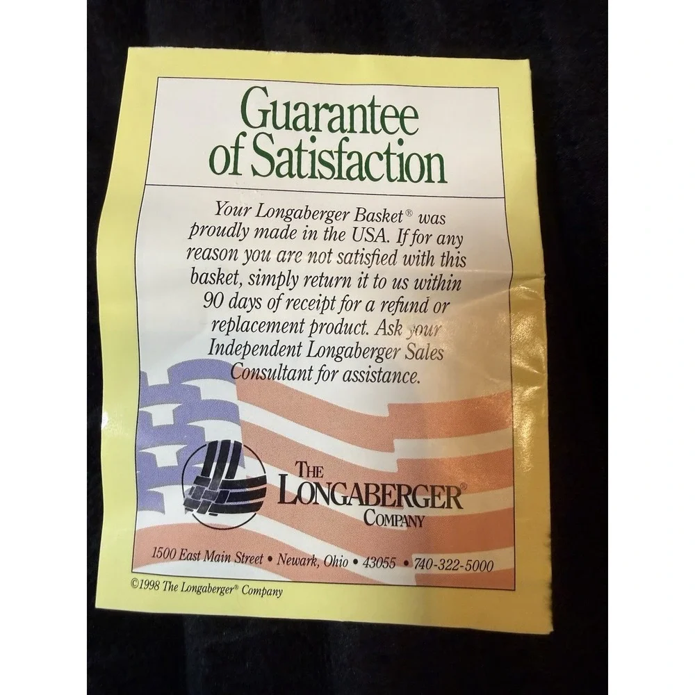 1998 MINI LONGABERGER WALL HANGING / FREE STANDING BASKET W/ PROTECTOR/ Liner